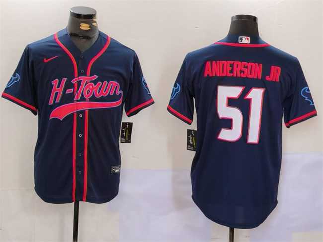 Men's Houston Texans #51 Will Anderson Jr. Navy With Patch Cool Base Stitched Baseball Jerseys,We sell and wholesale Men's Houston Texans #51 Will Anderson Jr. Navy With Patch Cool Base Stitched Baseball Jerseys on line form chian!